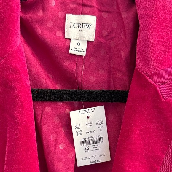 J. Crew Pink Velvet Blazer Jacket - Picture 4 of 7